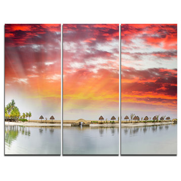 "Roatan Beach Sunset Panorama" Photo Wall Art, 3 Panels, 36"x28"