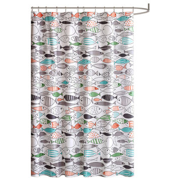 HipStyle Sardinia Cotton Printed Shower Curtain, Multi