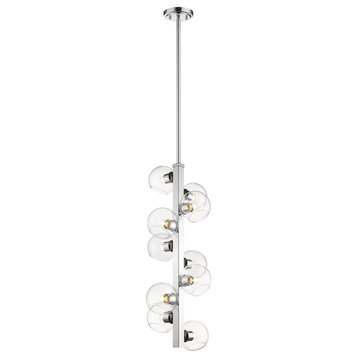 Marquee 10-Light Pendant, Chrome With Clear Glass