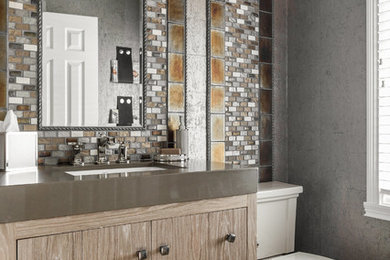 Inspiration for a transitional powder room remodel in New York