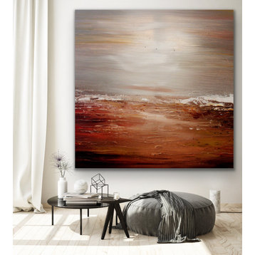 54x54 IN Brown gray minimal abstract Art oversized Modern Painting MADE TO ORDER
