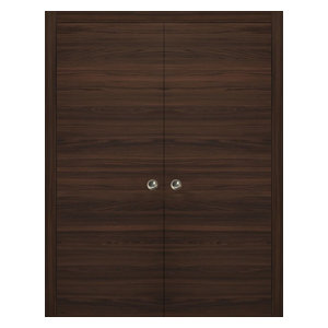 Planum 0010 Interior Sliding Wood Double Pocket Door Chocolate Ash