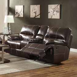 Kevin Burgundy Double Reclining Gliding Motion Love Seat w/ Console - Loveseats