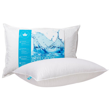 White Goose Down Pillow, Standard, Medium Support