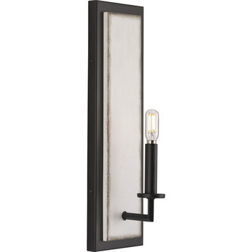Galloway 1-Light 18" Matte Black Wall Sconce With Distressed White Accents