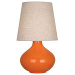 Robert Abbey - Robert Abbey PM991 June - One Light Table Lamp - Shade Included.  Base Dimension: 7.50June One Light Table Lamp Pumpkin Glazed/Lucite Buff Linen Shade *UL Approved: YES *Energy Star Qualified: n/a  *ADA Certified: n/a  *Number of Lights: Lamp: 1-*Wattage:150w Type A bulb(s) *Bulb Included:No *Bulb Type:Type A *Finish Type:Pumpkin Glazed/Lucite