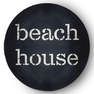 5' Round Beach House  Nautical Indoor/Outdoor Rug, Shark Blue