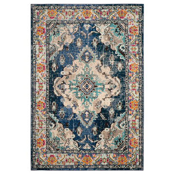 Safavieh Monaco Collection MNC243 Rug, Navy/Light Blue, 6'7" X 9'2"