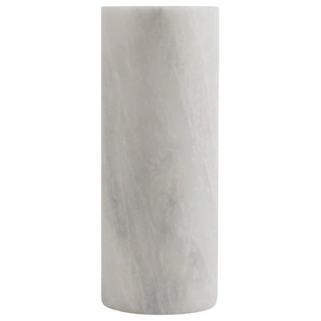 Chloris Collection 10" Honed Finish Cylinder Vase, Pearl White
