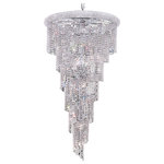 Elegant Lighting - Spiral 22 Light Chandelier in Chrome with Clear Royal Cut Crystal - Mesmerizing crystals cascade in a waterfall of glamorous light in the Spiral collection. The magnificent chrome or Gold frame is adorned by shimmering elegant-cut royal-cut Swarovski Spectra or Swarovski Elements crystal strands. Bring glistening light to your foyer living room dining room or bedroom with a Spiral hanging fixture.&nbsp