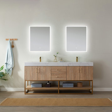 Alistair Vanity, North American Oak With Countertop, 72", With Mirror