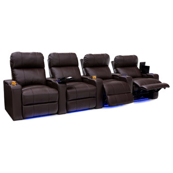 Seatcraft Julius Home Theater Seats, Leather, Brown, 4-Seats