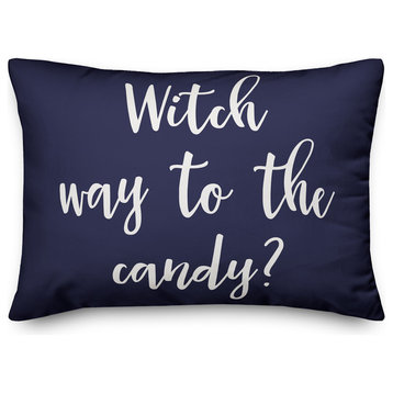 Witch Way To the Candy Lumbar Pillow, Navy, 14"x20"