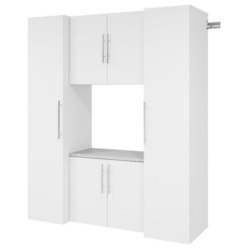 Pemberly Row White Engineered Wood Work Storage Cabinet Set - 4pc