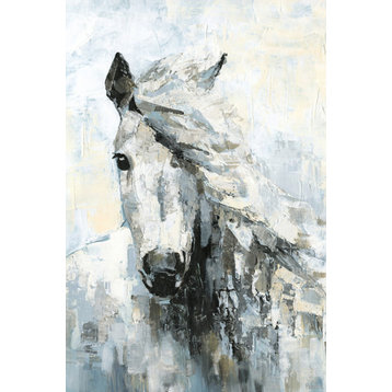 "Great White Horse" Painting Print on Wrapped Canvas, 16"x24"