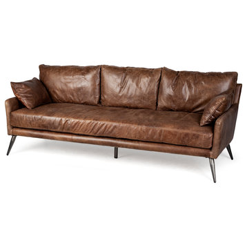Cochrane II Genuine Brown Leather Three Seater Sofa