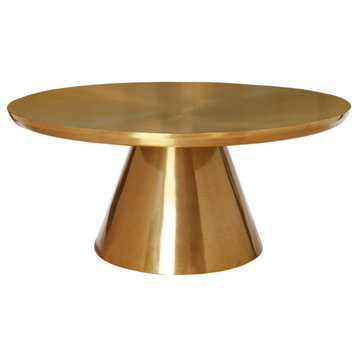 Martini Coffee Table, Brushed Gold Top, Brushed Gold Base