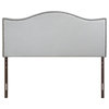 Modern Contemporary King Size Nailhead Upholstered Headboard, Gray Fabric