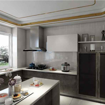 Custom Modern Kitchen Cabinets with Island