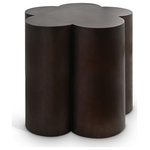 Meridian Furniture - Lucky Iron End / Side Table, Brown, End Table - Ideal for modern or eclectic interiors, the Lucky antique bronze brown iron end table effortlessly combines artistry and practicality, becoming a centerpiece in any room.With its clover-like silhouette, this table brings a playful yet sophisticated charm. The smooth surface provides both functionality and style, while the rounded shapes create a soft contrast to the industrial material.