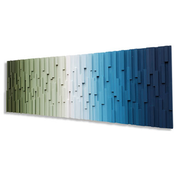 Blue and Green Ombre Wood Art 20"x60"