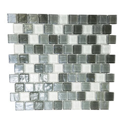 GBM Manufacturing - Geo 11"x12" Textured Glass Square Mosaic Tile,Gray - Mosaic Tile