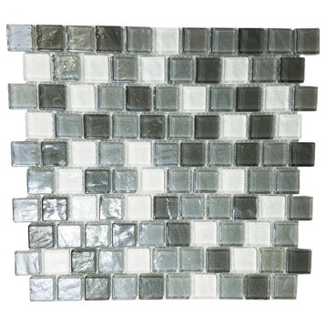 Geo 1 in x 1 in Textured Glass Square Mosaic in Whistler