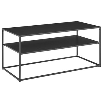 Bowery Hill Modern Metal Coffee Table with Shelf in Matte Black