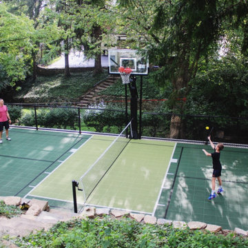 Outdoor Pickleball and Basketball Court Combo