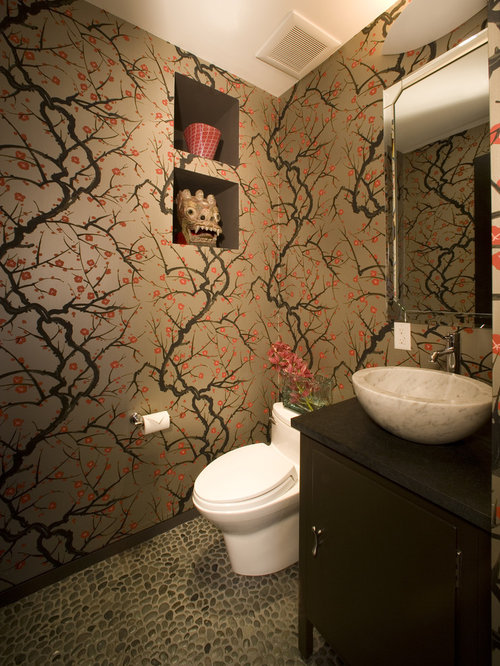 Eclectic Bathroom Dunedin Example of an eclectic bathroom design in DC Metro with a vessel sink, multicolored walls