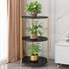 Round Nordic Luxury Multi-Storey Plant Stand, Black (3 Shelves), H35.4"