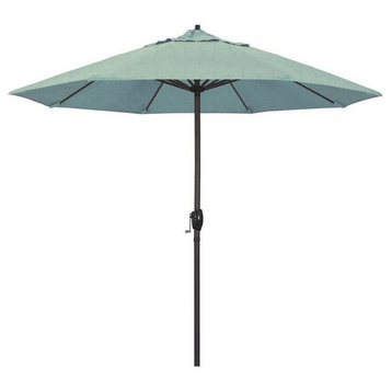 9' Aluminum Market Umbrella Auto Tilt Crank Lift Bronze, Sunbrella, Spa
