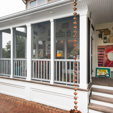 Midwest Screened Porch Addition with Eclectic Vintage Cottage Style