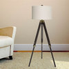 Tripod Floor Lamp in Weathered Espresso and Antique Brass