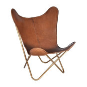 Safari Chestnut Leather Butterfly Chair