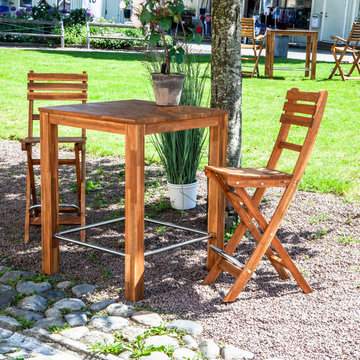 Interbuild Balcony & Garden Series, bar table with chair. Enjoying the sunshine