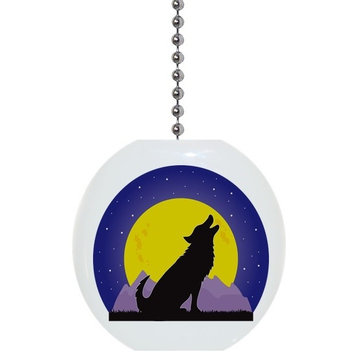 Howling Wolf Yellow Moon Ceiling Fan Pull