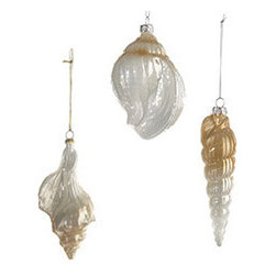 Seashell Ornaments - Set of 3 - New - Christmas Ornaments