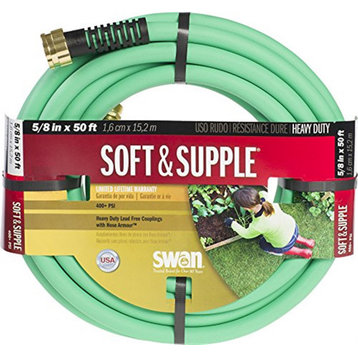 Swan Soft & Supple Easy Coil Water Hose Crush Proof Couplings - 50' x 5/8"