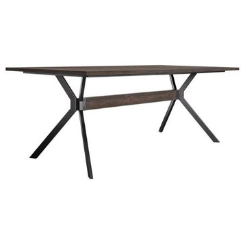 Transitional Dining Table, Trestle Shaped Base With Rectangular Top, Dark Brown