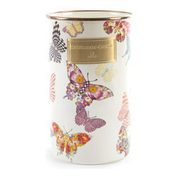 Butterfly Garden Enamel Utensil Holder - White | MacKenzie-Childs - Utensil Holders And Racks