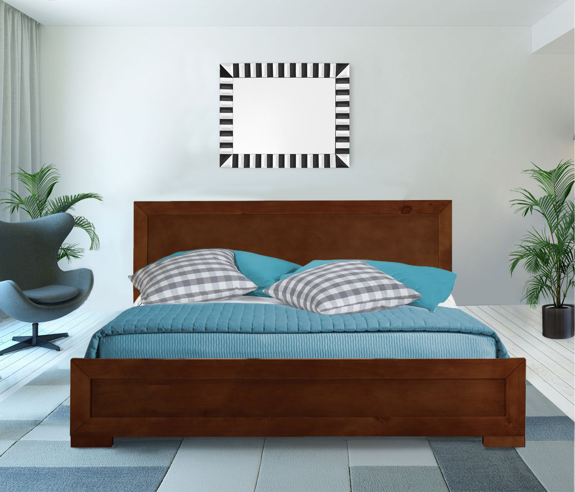 Platform Bed Walnut Back Rests Walnut Wood Full Platform Bed - Transitional - Platform Beds - by ...