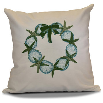 Decorative Holiday Pillow Geometric Print, Green, 16"x16"