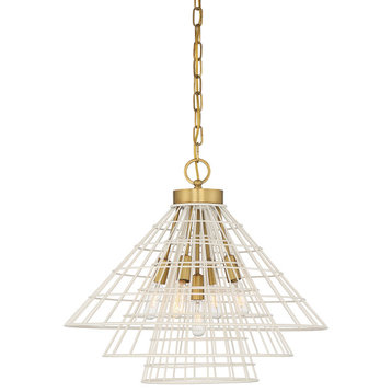Lenox 5-Light White With Warm Brass Accents Pendant