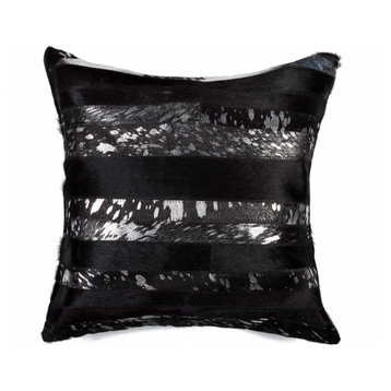 HomeRoots 18" x 18" x 5" Black And Silver Pillow