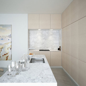 White oak with marble and concrete