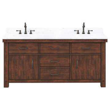 Aberdeen Carrara Marble Countertop Vanity in Rustic Sierra with Hook Faucet