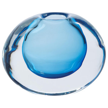 Offset Round Vase, Light Blue