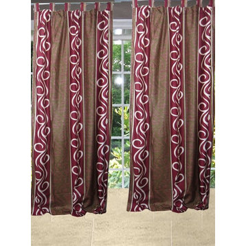 Patterned Curtains Luxurious Drapes Drapery Window Panels Pair Tab Top, 48"x96"