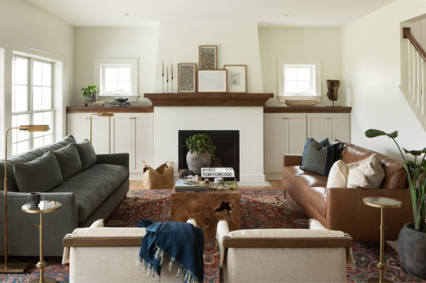 Transitional Living Room by Stone House Collective